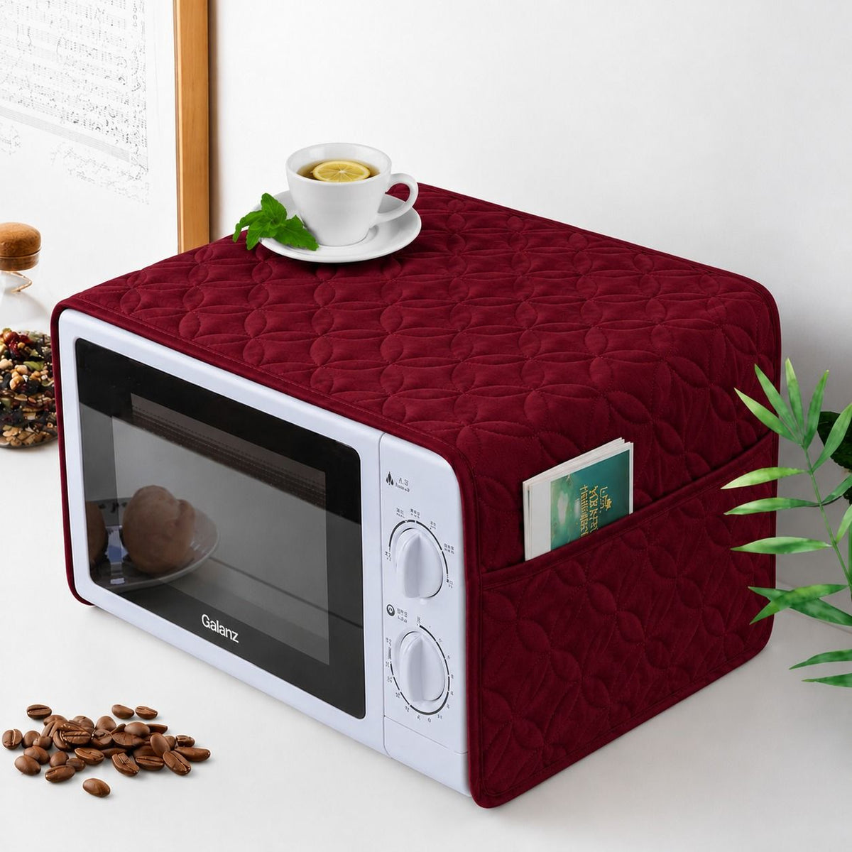 Premium Quilted Microwave Oven Protective Dust Cover