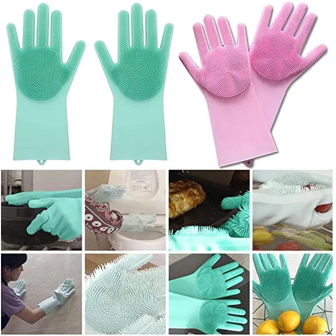 Silicon Washing Gloves - Household Accessory Designed For Cleaning And Washing Routine (Random Color)